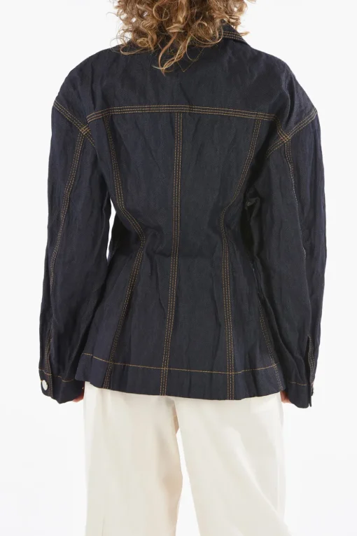 Sale Giubbotto in Denim Effetto Stropicciato Donna Giubbotti