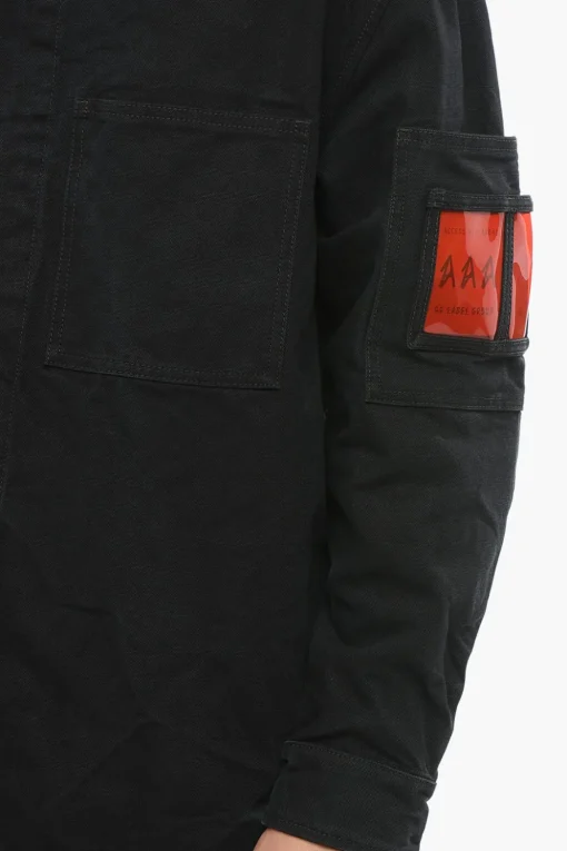 New Giubbotto in Denim Multitasca con Bottoni a Pressione Uomo Giubbotti