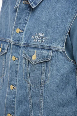 Discount Giubbotto in Denim Senza Manica con Bottoni Dorati Uomo Giubbotti