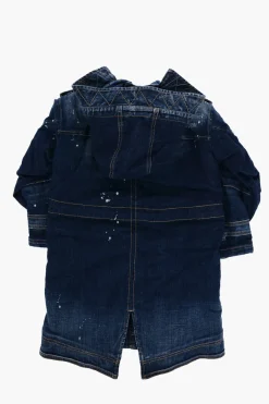 Giubbotto in Denim Stretch con Cappuccio e Fodera in Ecopelliccia></noscript>Dsquared2 Kids Fashion