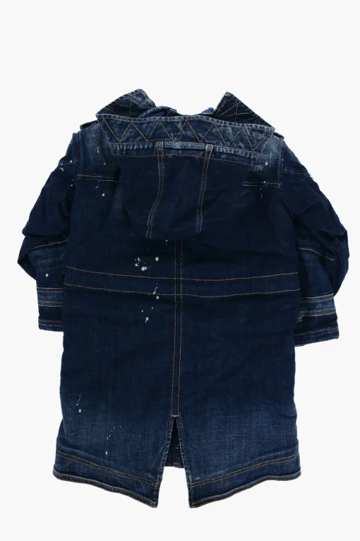 Giubbotto in Denim Stretch con Cappuccio e Fodera in Ecopelliccia>Dsquared2 Kids Fashion
