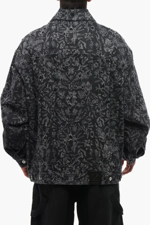 Discount Giubbotto in Denim TATTOO LASER con Design Distressed Uomo Giubbotti