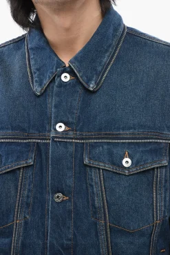 Giubbotto In Jeans Con Dettagli Zip></noscript>Off-White Fashion