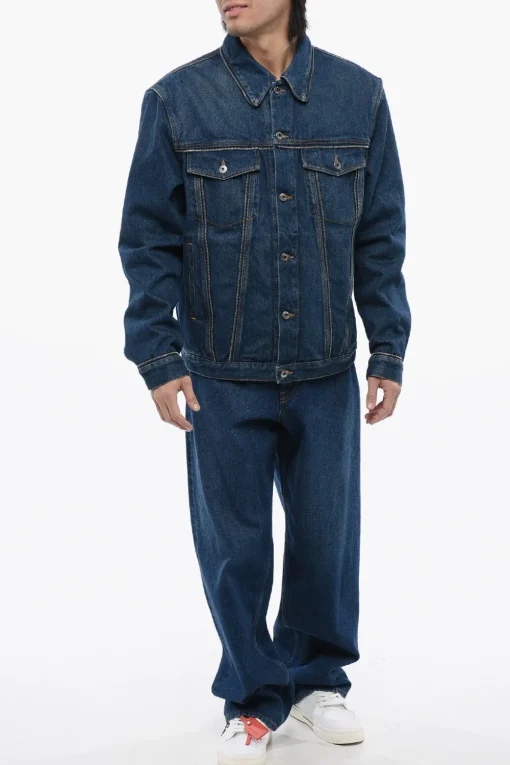Giubbotto In Jeans Con Dettagli Zip>Off-White Fashion