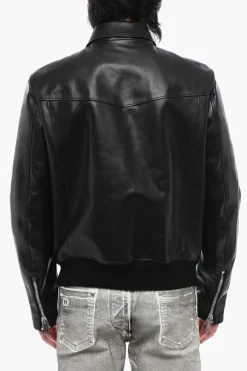 Online Giubbotto in Pelle con Zip Frontale Uomo Giubbotti