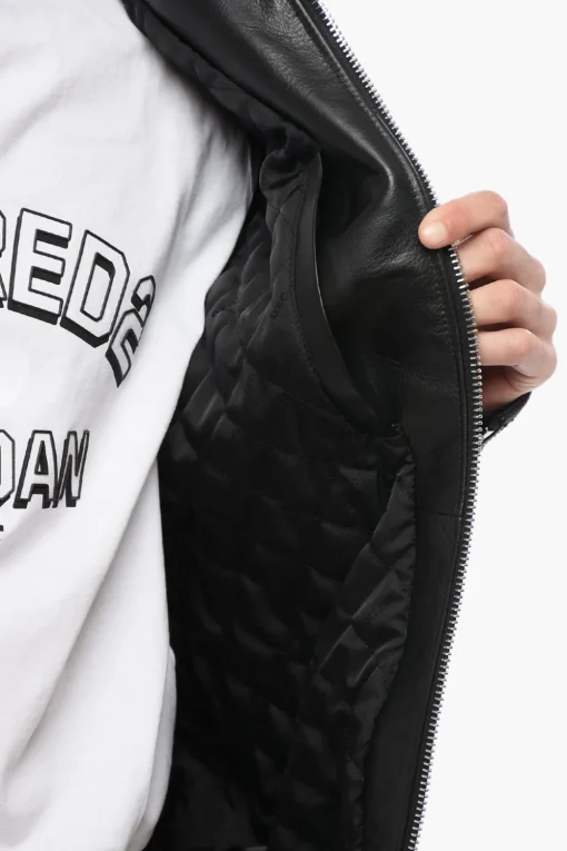 Online Giubbotto in Pelle con Zip Frontale Uomo Giubbotti