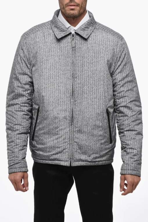 Giubbotto in Pelle Double-Face con Motivo Spigato>Testoni Clearance