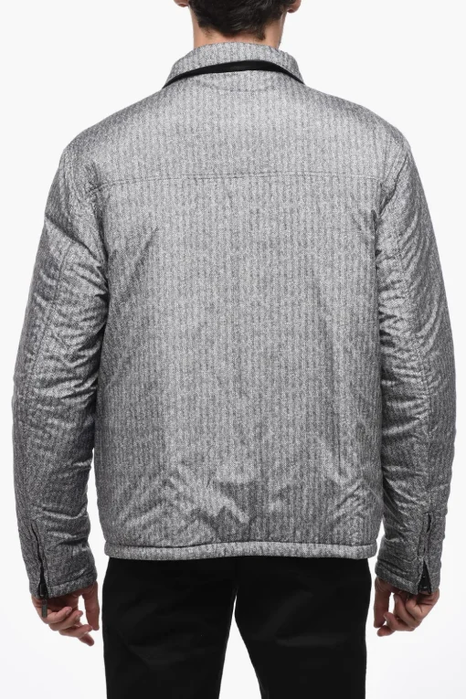Giubbotto in Pelle Double-Face con Motivo Spigato>Testoni Clearance
