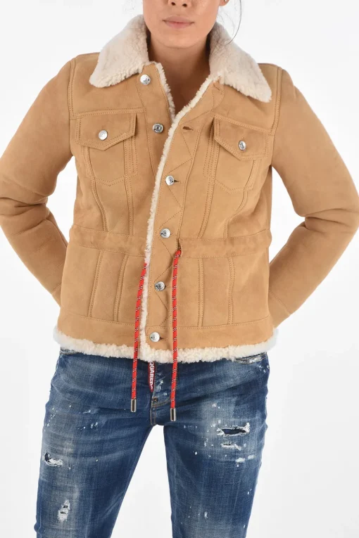 Giubbotto in Shearling con Coulisse>Dsquared2 Outlet