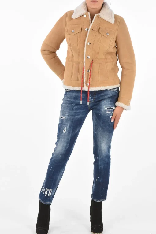 Giubbotto in Shearling con Coulisse>Dsquared2 Outlet