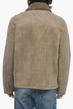 Clearance Giubbotto Shearling con Fantasia Logo Uomo Giubbotti
