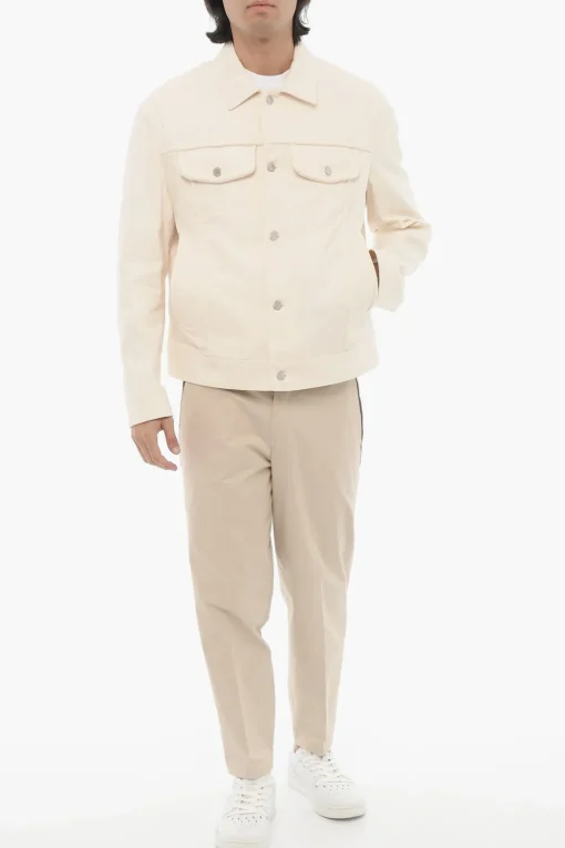 Giubbotto Slim Fit in Twill di Cotone con Bottoni Logati>Neil Barrett Best