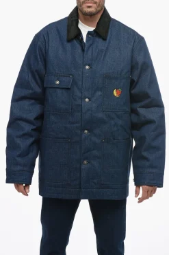 Sale Giubbotto Utility in Denim con Colletto in Velour Uomo Giubbotti