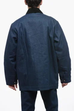 Sale Giubbotto Utility in Denim con Colletto in Velour Uomo Giubbotti