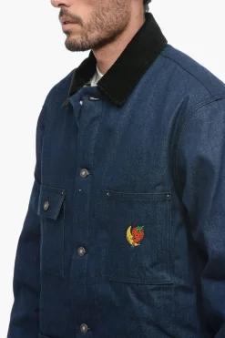 Sale Giubbotto Utility in Denim con Colletto in Velour Uomo Giubbotti