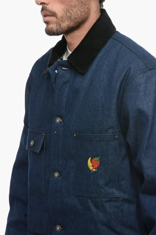 Sale Giubbotto Utility in Denim con Colletto in Velour Uomo Giubbotti