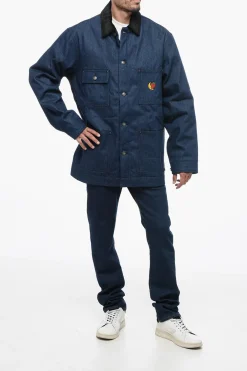 Sale Giubbotto Utility in Denim con Colletto in Velour Uomo Giubbotti