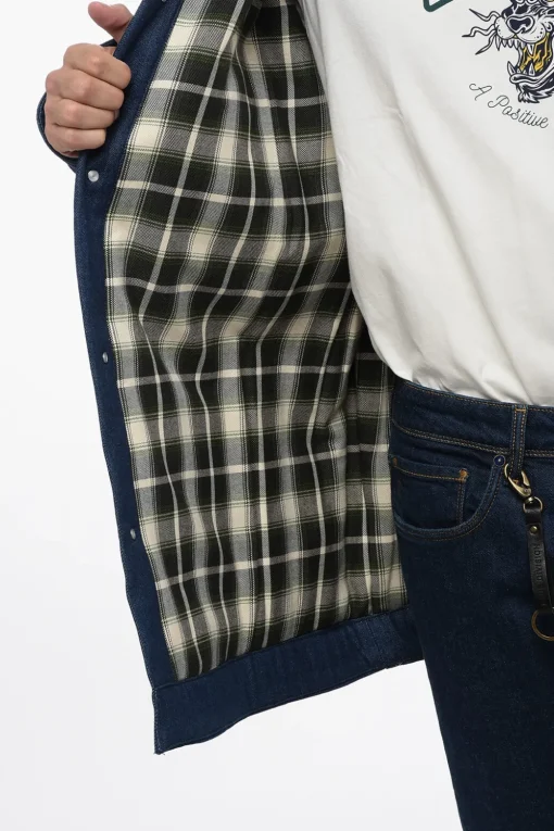 Sale Giubbotto Utility in Denim con Colletto in Velour Uomo Giubbotti