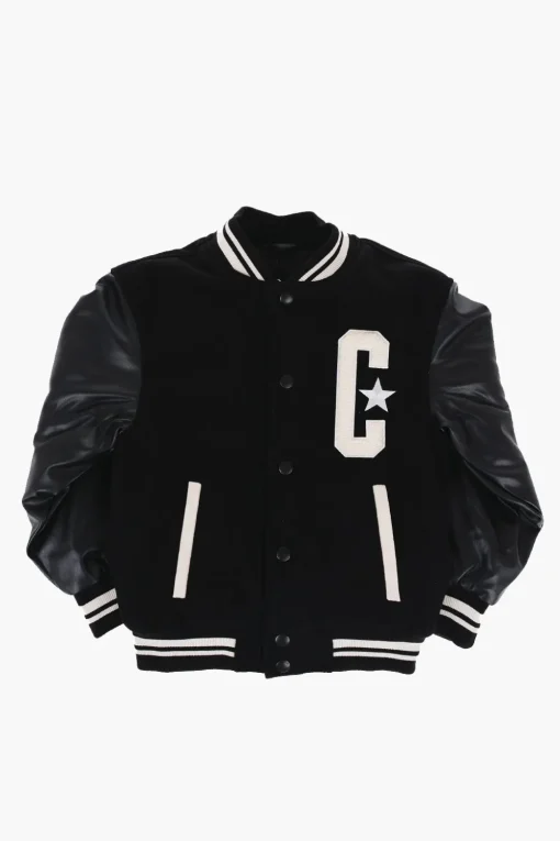 Online Giubbotto Varsity con Maniche in Pelle Vegan e Bottoni Logati Bambino Abbigliamento