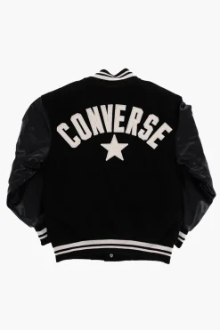 Online Giubbotto Varsity con Maniche in Pelle Vegan e Bottoni Logati Bambino Abbigliamento