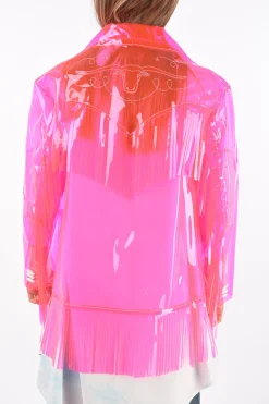 Fashion giubbotto western in pvc con frange Donna Cappotti E Trench