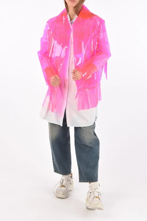 Fashion giubbotto western in pvc con frange Donna Cappotti E Trench