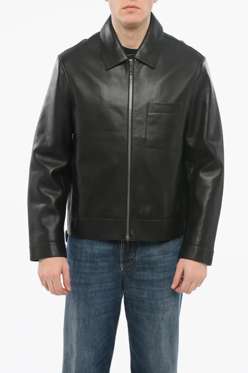 Giubbotto Zip-up in Pelle con Taschino a Toppa>Yves Salomon Best