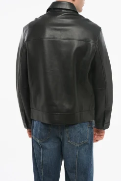 Giubbotto Zip-up in Pelle con Taschino a Toppa>Yves Salomon Best