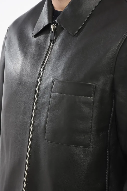 Giubbotto Zip-up in Pelle con Taschino a Toppa>Yves Salomon Best