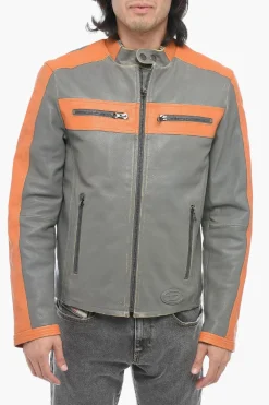 Giubotto in Pelle Imbottito L-MUSE con Effetto Vintage>Diesel Fashion