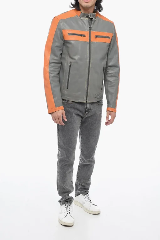 Giubotto in Pelle Imbottito L-MUSE con Effetto Vintage>Diesel Fashion