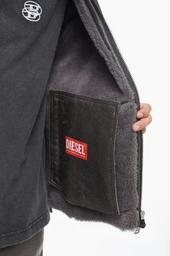 Online Giubotto in Pelle L-BROWNY Oversize Effetto Vintage con Dettaglio in Pelliccia Uomo Giubbotti