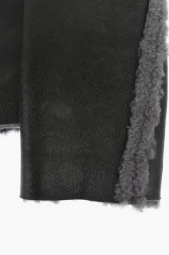 Online Giubotto in Pelle L-BROWNY Oversize Effetto Vintage con Dettaglio in Pelliccia Uomo Giubbotti