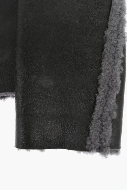 Online Giubotto in Pelle L-BROWNY Oversize Effetto Vintage con Dettaglio in Pelliccia Uomo Giubbotti