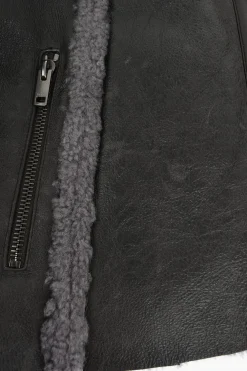 Online Giubotto in Pelle L-BROWNY Oversize Effetto Vintage con Dettaglio in Pelliccia Uomo Giubbotti