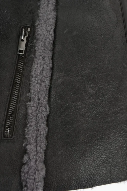 Online Giubotto in Pelle L-BROWNY Oversize Effetto Vintage con Dettaglio in Pelliccia Uomo Giubbotti