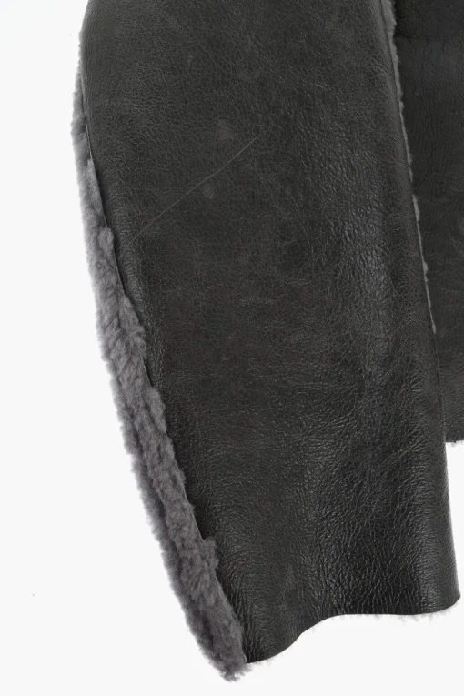 Online Giubotto in Pelle L-BROWNY Oversize Effetto Vintage con Dettaglio in Pelliccia Uomo Giubbotti
