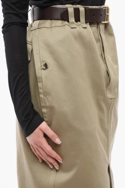 Gonna a Tubino con Cintura in Pelle>Saint Laurent Hot