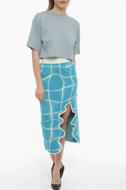 Discount Gonna a Tubino con Spacco Frontale ed Elastico in Vita Donna Gonne