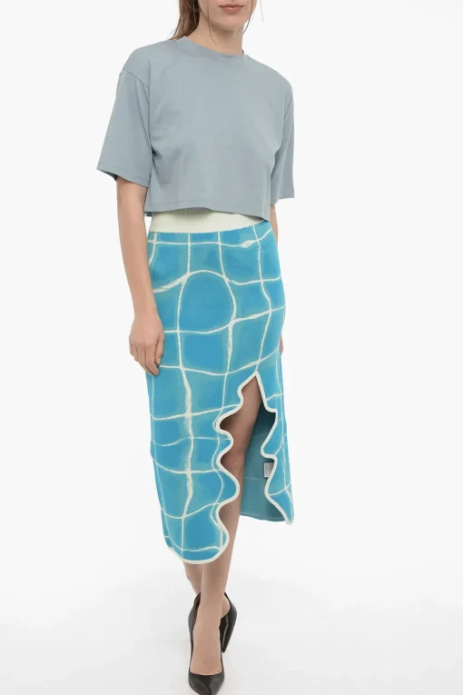 Discount Gonna a Tubino con Spacco Frontale ed Elastico in Vita Donna Gonne