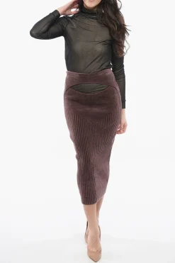 Gonna a Tubino in Ciniglia a Coste con Dettaglio Cut-out></noscript>ANDREĀDAMO Fashion