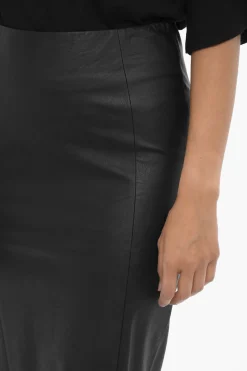 Outlet Gonna a Tubino in Ecopelle con Zip Posteriore Donna Gonne