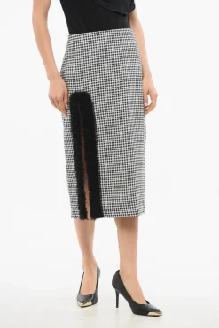 Online Gonna a Tubino Pied de Poule con Dettaglio in Tulle Donna Gonne