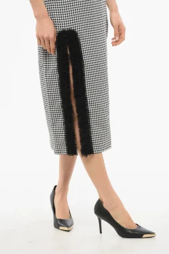 Online Gonna a Tubino Pied de Poule con Dettaglio in Tulle Donna Gonne