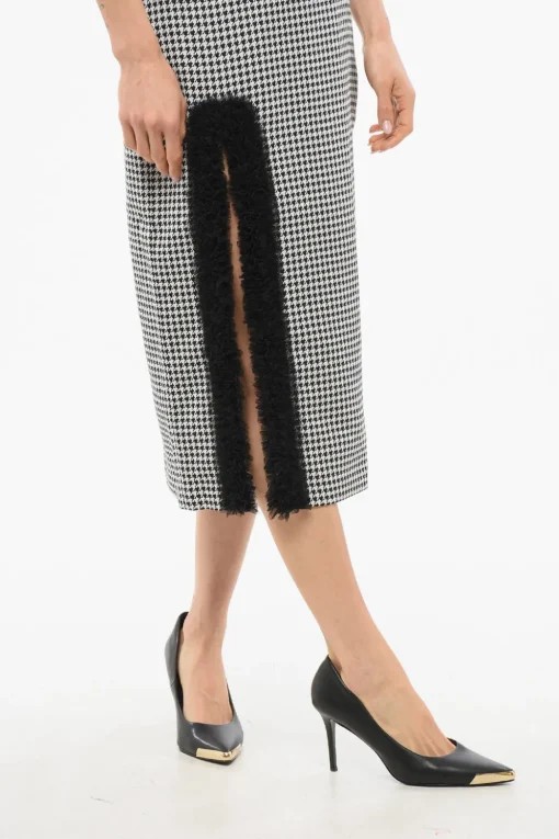 Online Gonna a Tubino Pied de Poule con Dettaglio in Tulle Donna Gonne