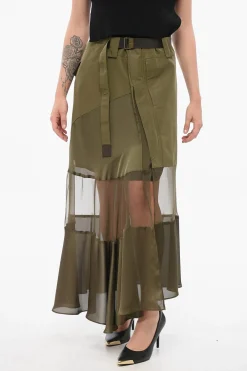 New Gonna Asimmetrica con Dettaglio Sheer Donna Gonne