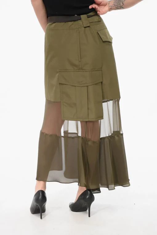 New Gonna Asimmetrica con Dettaglio Sheer Donna Gonne