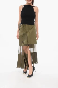 New Gonna Asimmetrica con Dettaglio Sheer Donna Gonne
