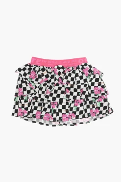 Gonna CHESSBOARD a Quadri con Balze>Off-White Kids Fashion