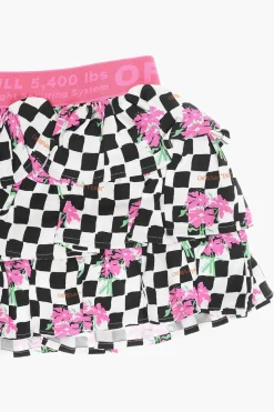 Gonna CHESSBOARD a Quadri con Balze>Off-White Kids Fashion
